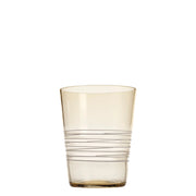 Set 6 Bicchieri Tumbler Filante in Vetro Ambra con Lavorazione a Filo Bianco: Design Elegante e Artigianale per la Tavola Quotidiana e le Occasioni
