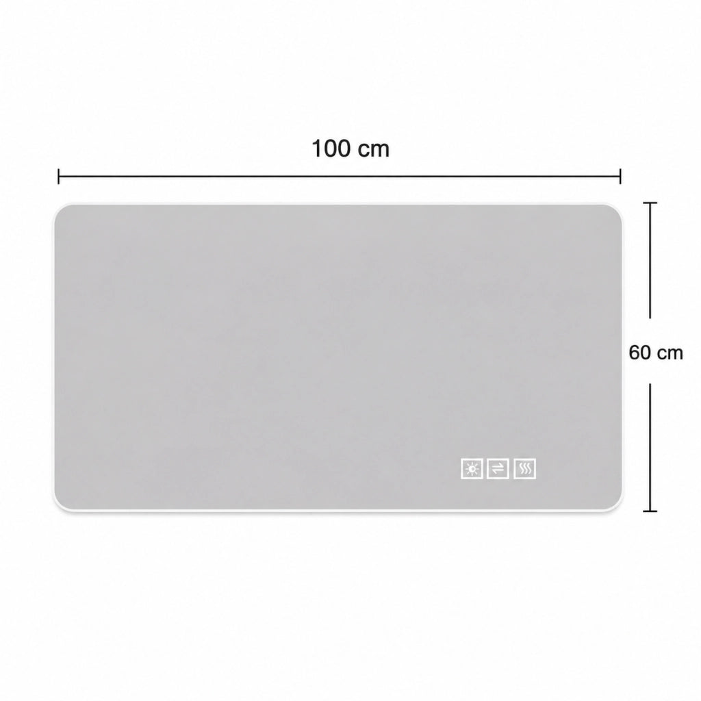 Specchio bagno led 60x100 specchio retroilluminato antiappannamento; luce dimmerabile 3 colori; vetro infrangibile; argento