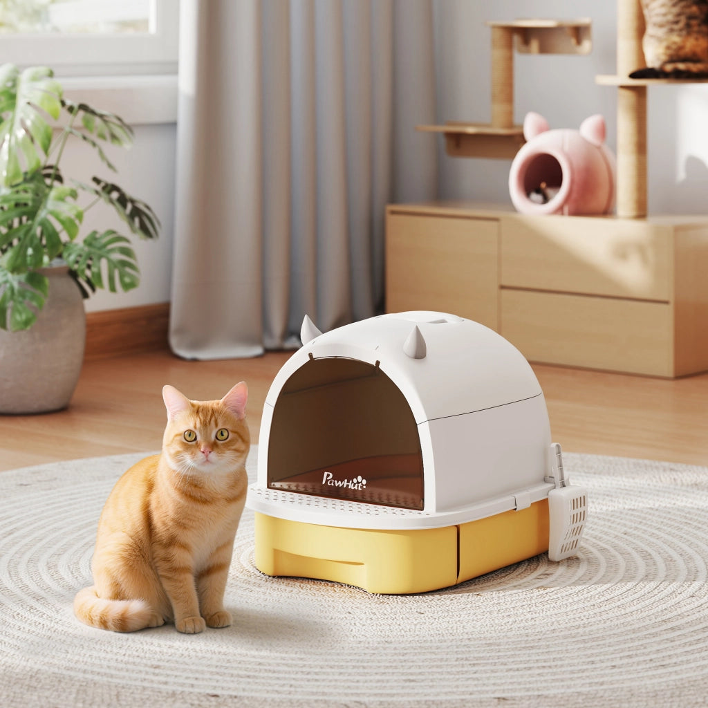 Casetta igienica per gatti chiusa ¨C zephmum ¨C giallo 40.5x52x39 cm