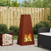 Focolare-Stufa-Camino Marrone 50 x 35 x 100 cm acciaio corten