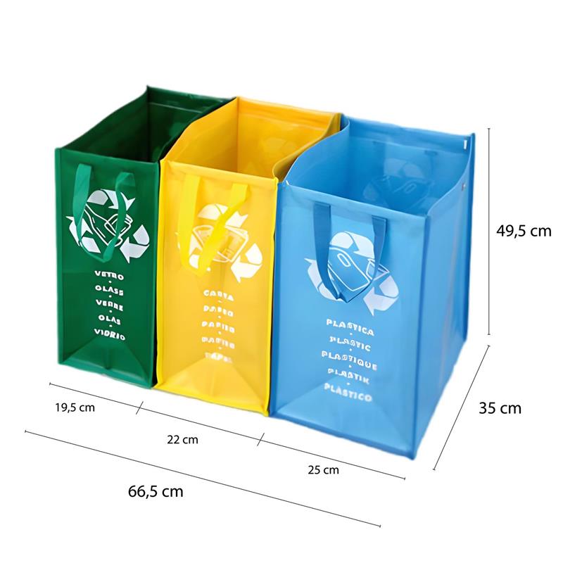 BORSE PER LA RACCOLTA DIFFERENZIATA PER INTERNO ED ESTERNO LAVABILI DIMENSIONI 66,5X35X49,5H CM