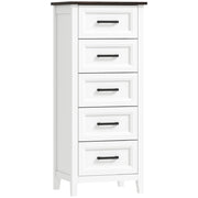 Cassettiera 45x35x106 cm con 5 Cassetti in MDF Bianco e Marrone