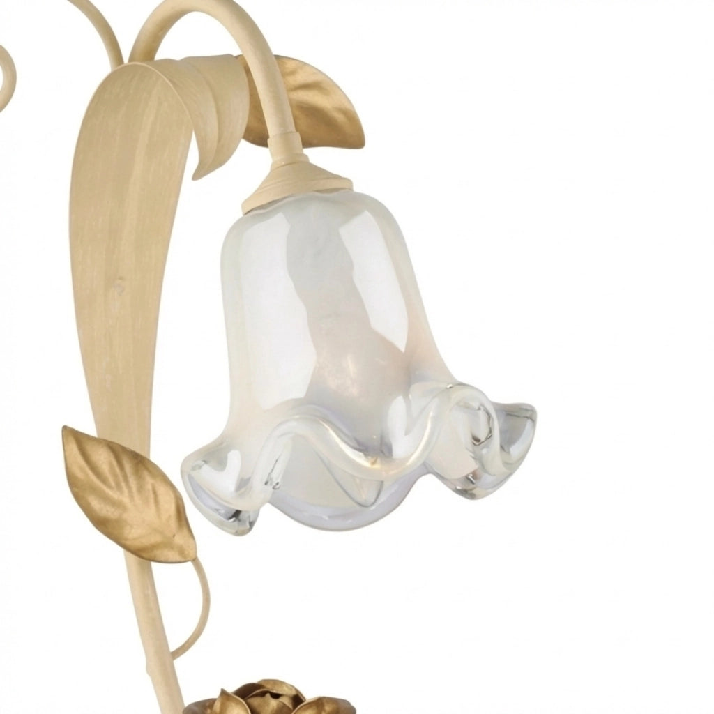 Lumetto Arte Povera Cesto Metallo Avorio E Oro 1 Luce E14