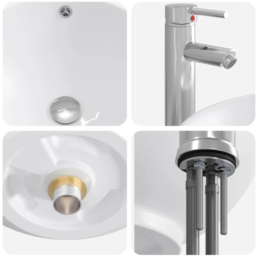 Lavabo con rubinetto e scarico Cromato 44 x 44 x 16 cm Ceramica 890246