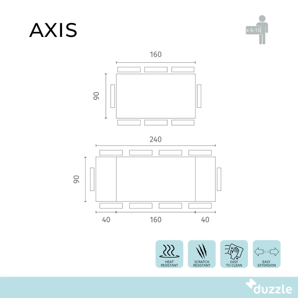 Tavolo da pranzo allungabile in ceramica su vetro effetto marmo portoro Axis 160-240x90 cm fino a 10 posti | Duzzle