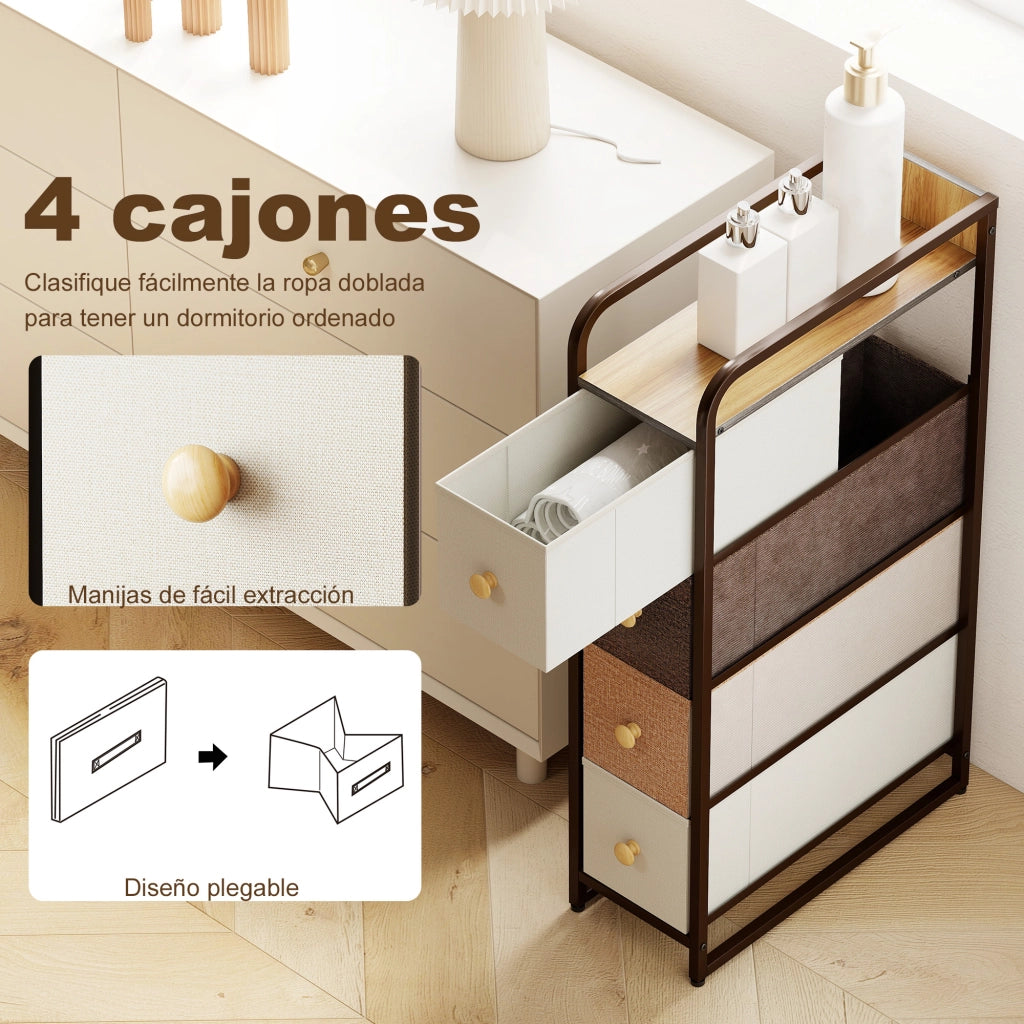Cassettiera con 4 cassetti in tessuto e struttura in acciaio ¨C Minimal ¨C Multicolore