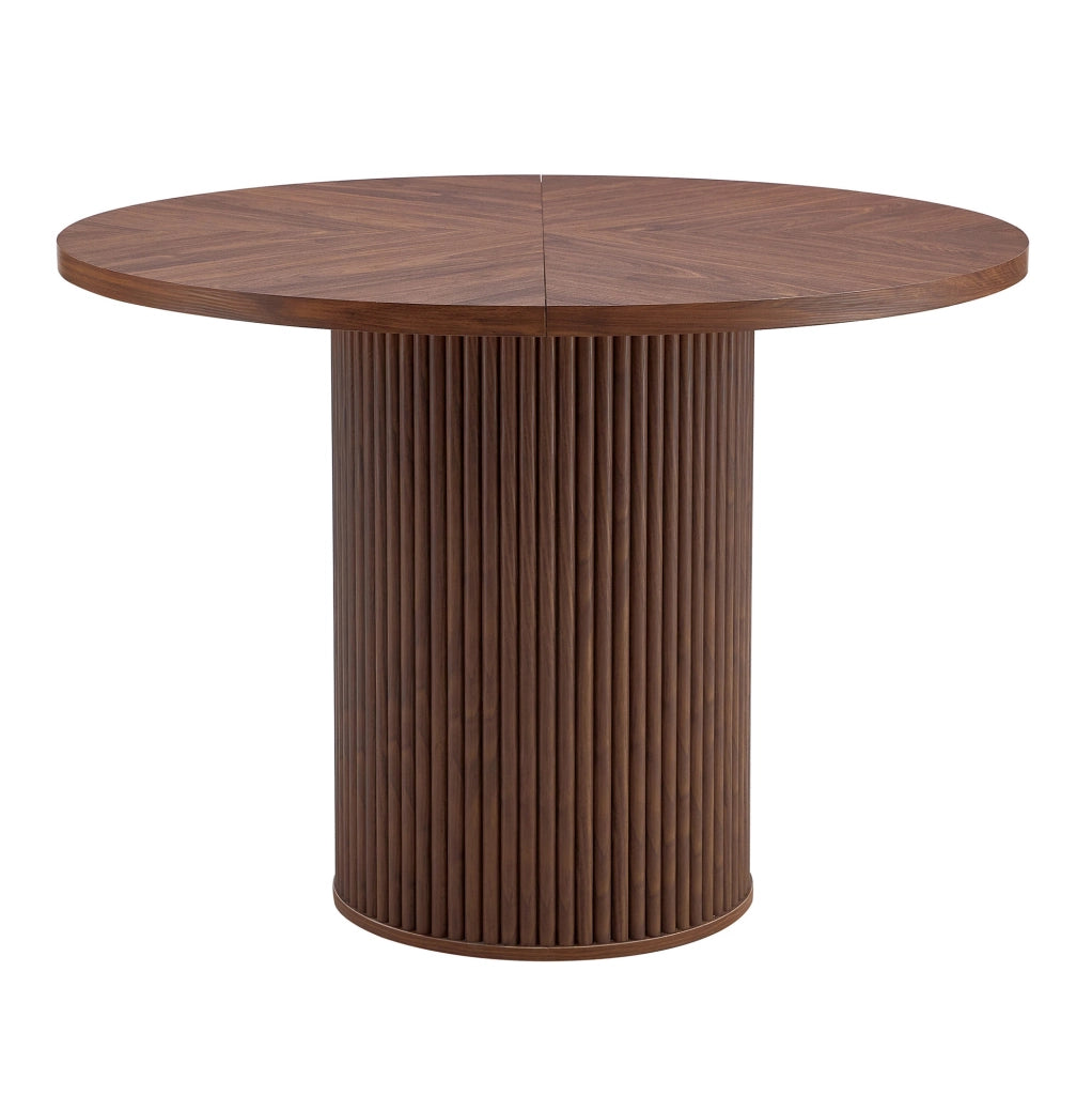 Tavolo da pranzo rotondo in MDF effetto noce Ø100 cm