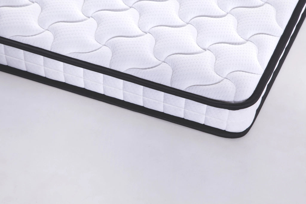 Materasso a molle 90x200 cm; spessore 10 cm; design ergonomico; arrotolato; tessuto bianco