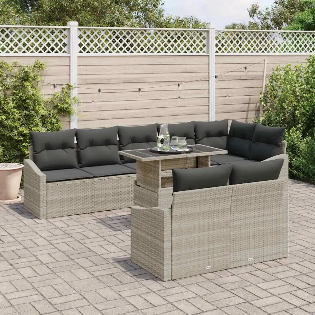 Set Divano da Giardino 9 pcs Grigio chiaro e grigio scuro 3357765