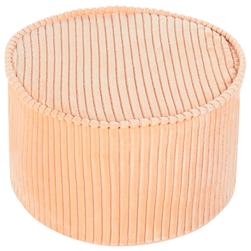 Pouf in cotone rosa pesca 40 x 25 cm Tessuto rotondo Struttura in velluto a coste Rivestimento sfoderabile Lavabile in lavatrice