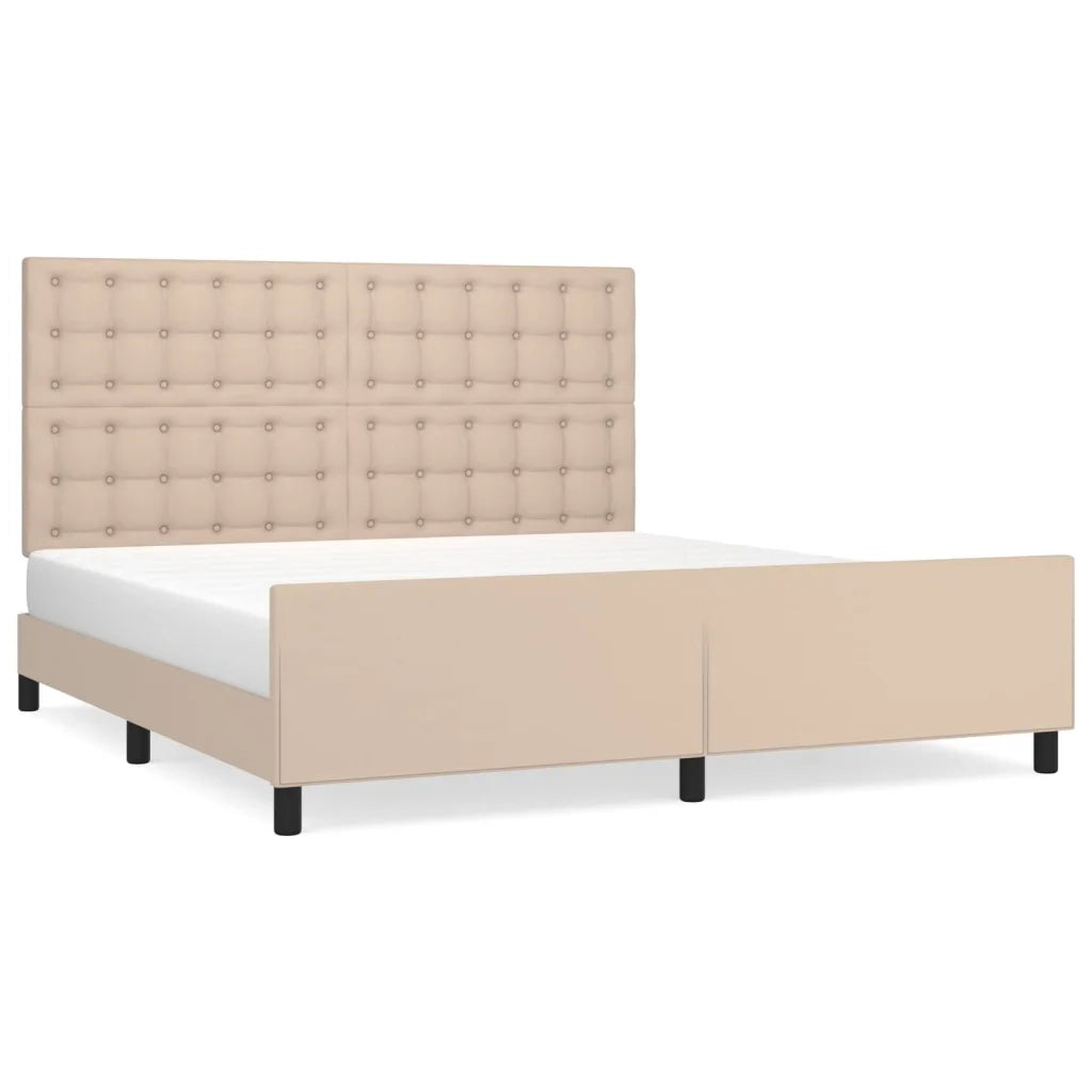 Letto matrimoniale | Letto per adulti | Giroletto con Testiera Cappuccino 160x200 cm in Similpelle