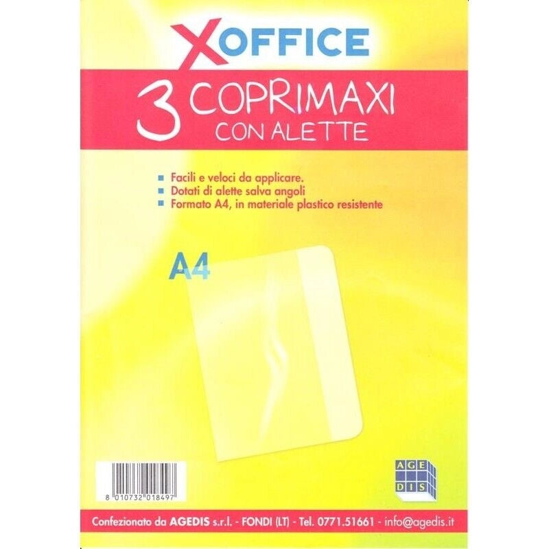 KIT SET 3 PZ COPRI QUADERNO MAXI CON ALETTE 3PZ TRASPARENTE