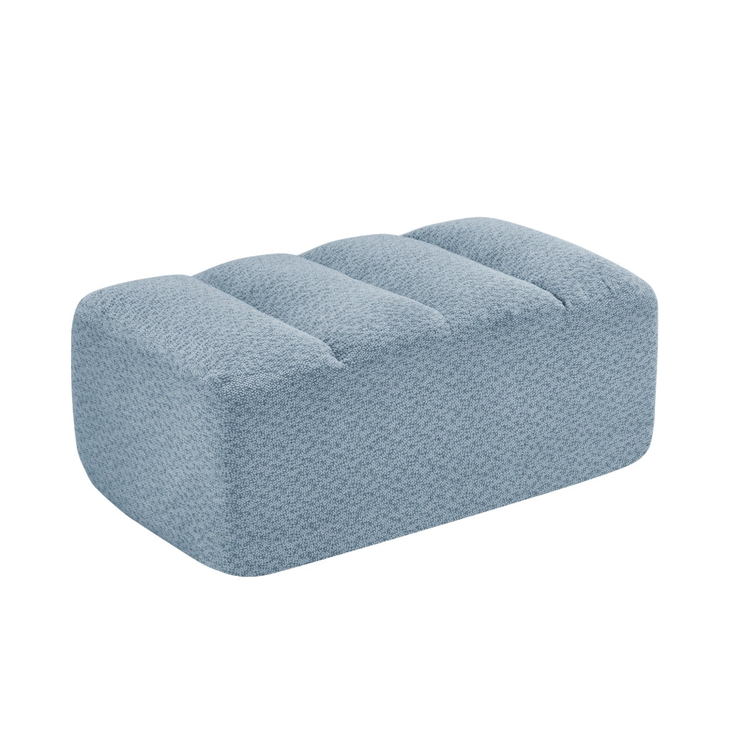 Poltrona Pouf Modulare con Reposapiedi in Fleece Granulato Blu