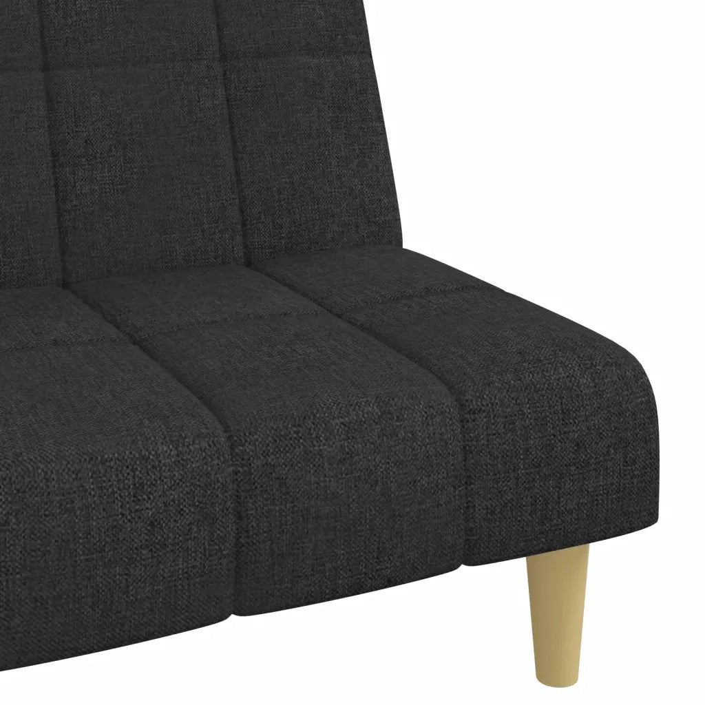 Divano Letto a 2 Posti Nero in Tessuto 375828