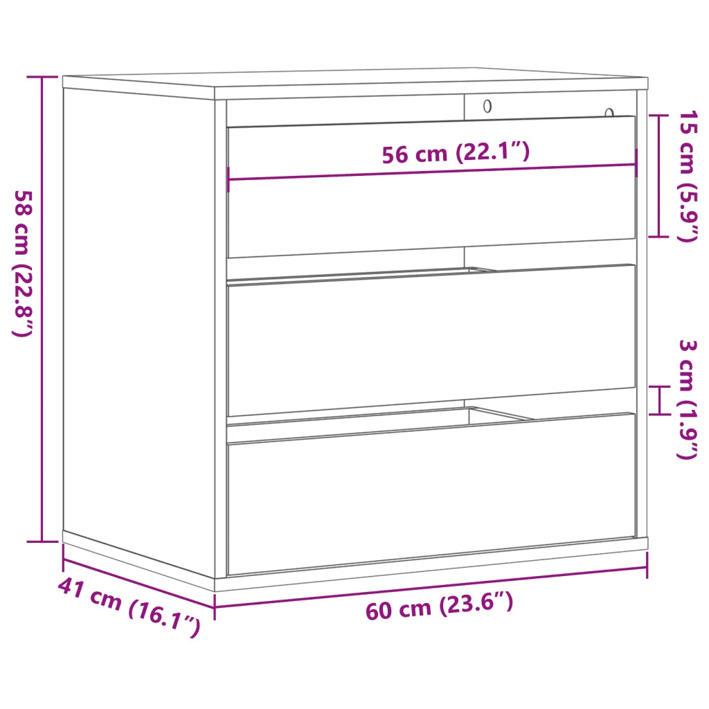 Cassettiera Angolare Rovere Sonoma 60x41x58cm Legno Multistrato 852845