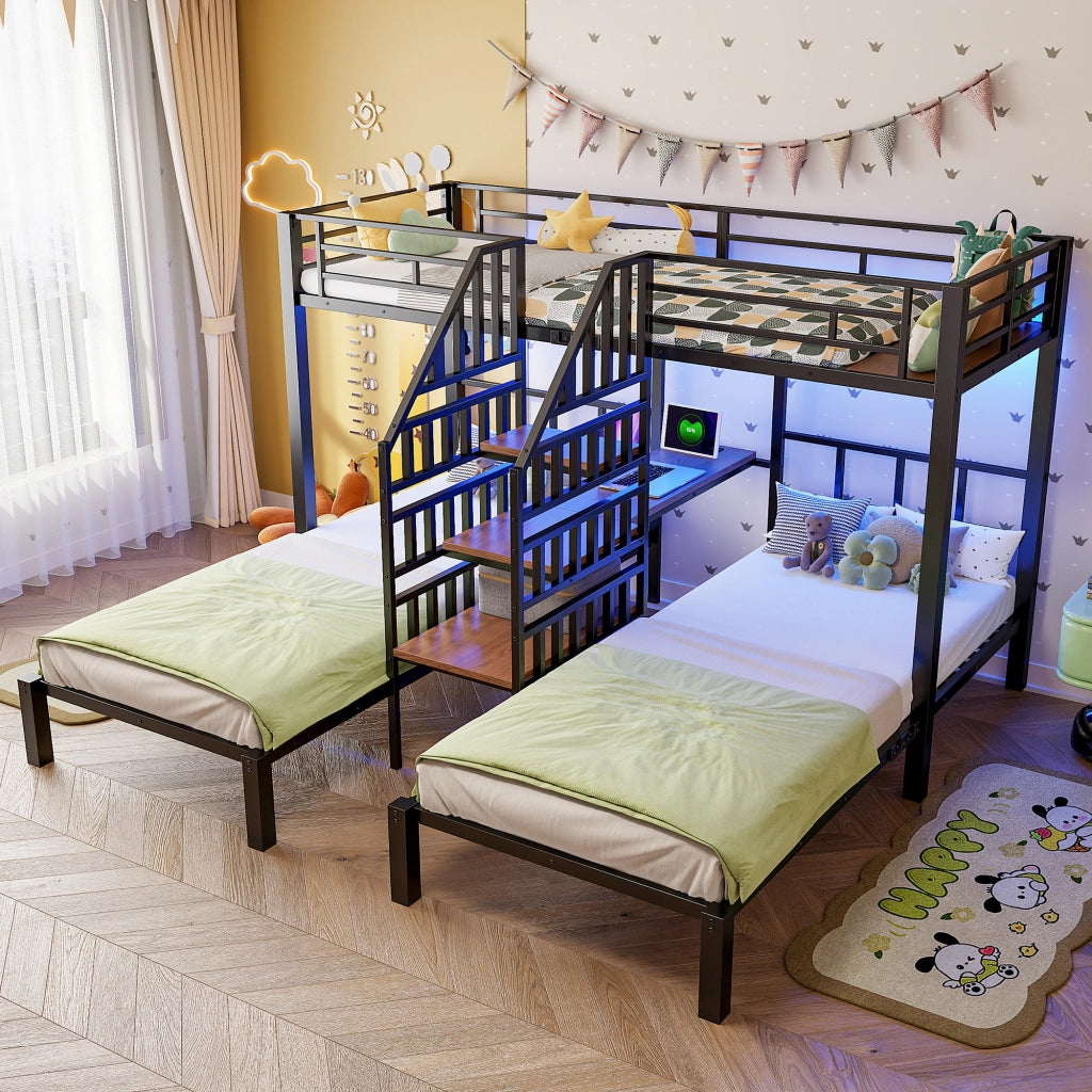 letto a castello metallo nero 90 x 200 cm