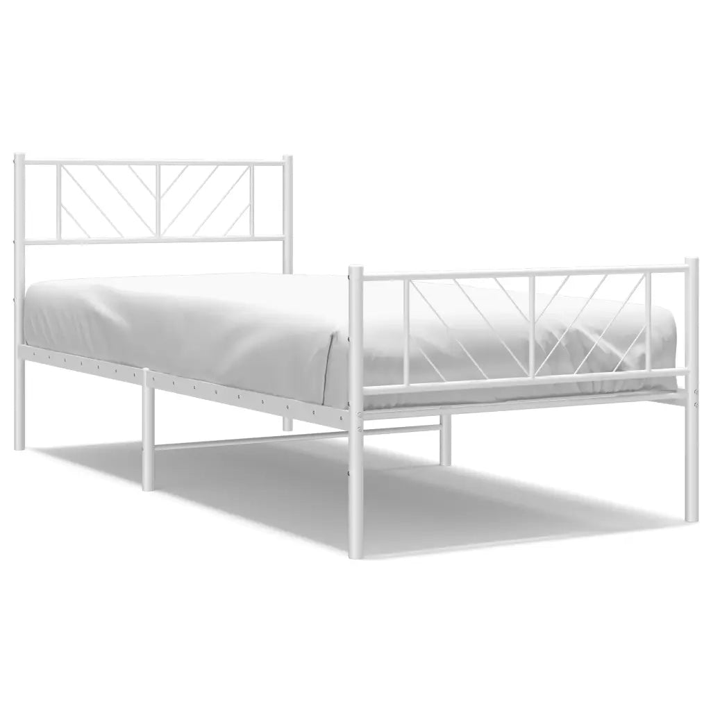 Giroletto con Testiera e Pediera Metallo Bianco 107x203 cm 372242