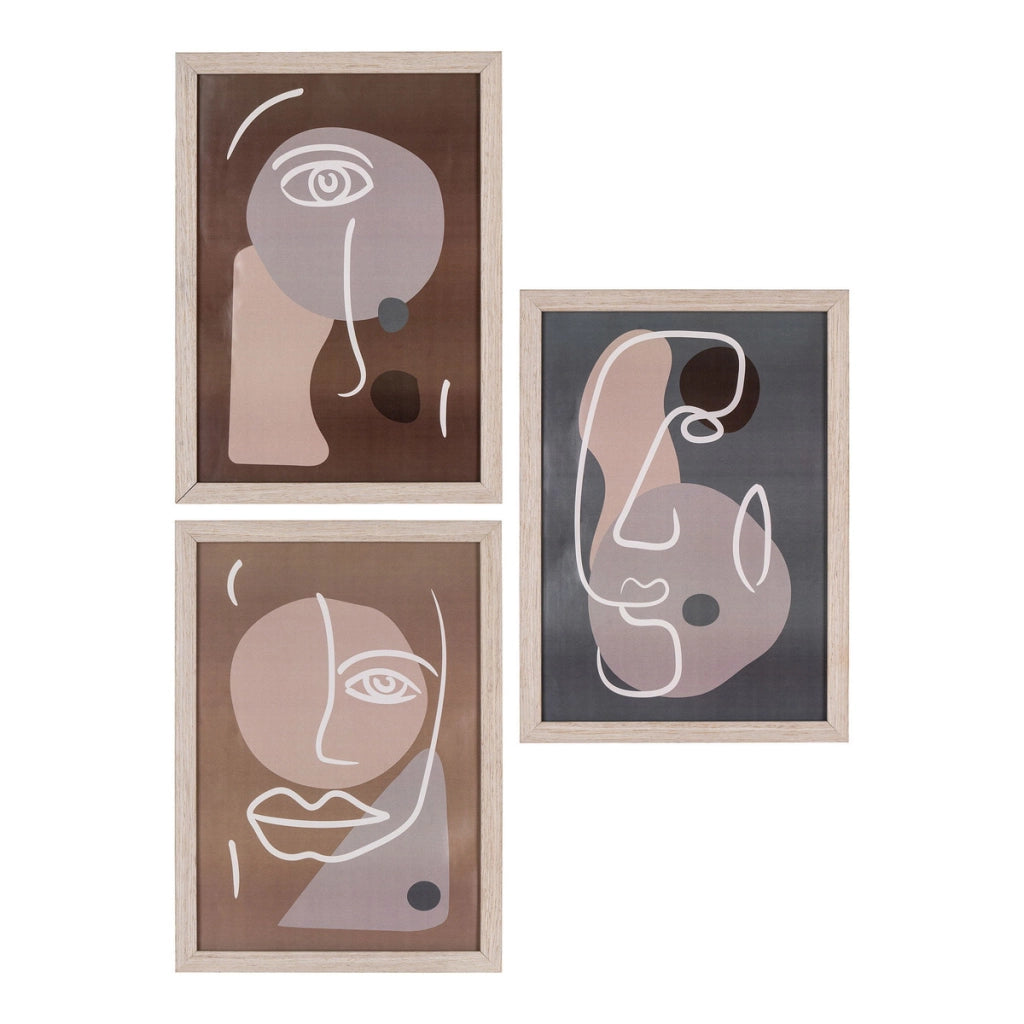 Set di 3 Quadri Madison, Marrone, MDF, 30x21x1,5 cm