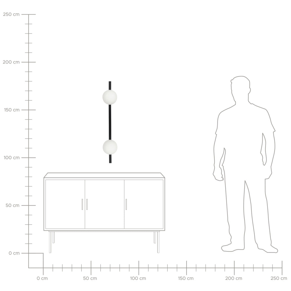 Lampada da parete con vaso per piante base nera in metallo con 2 paralumi in vetro stile moderno camera da letto