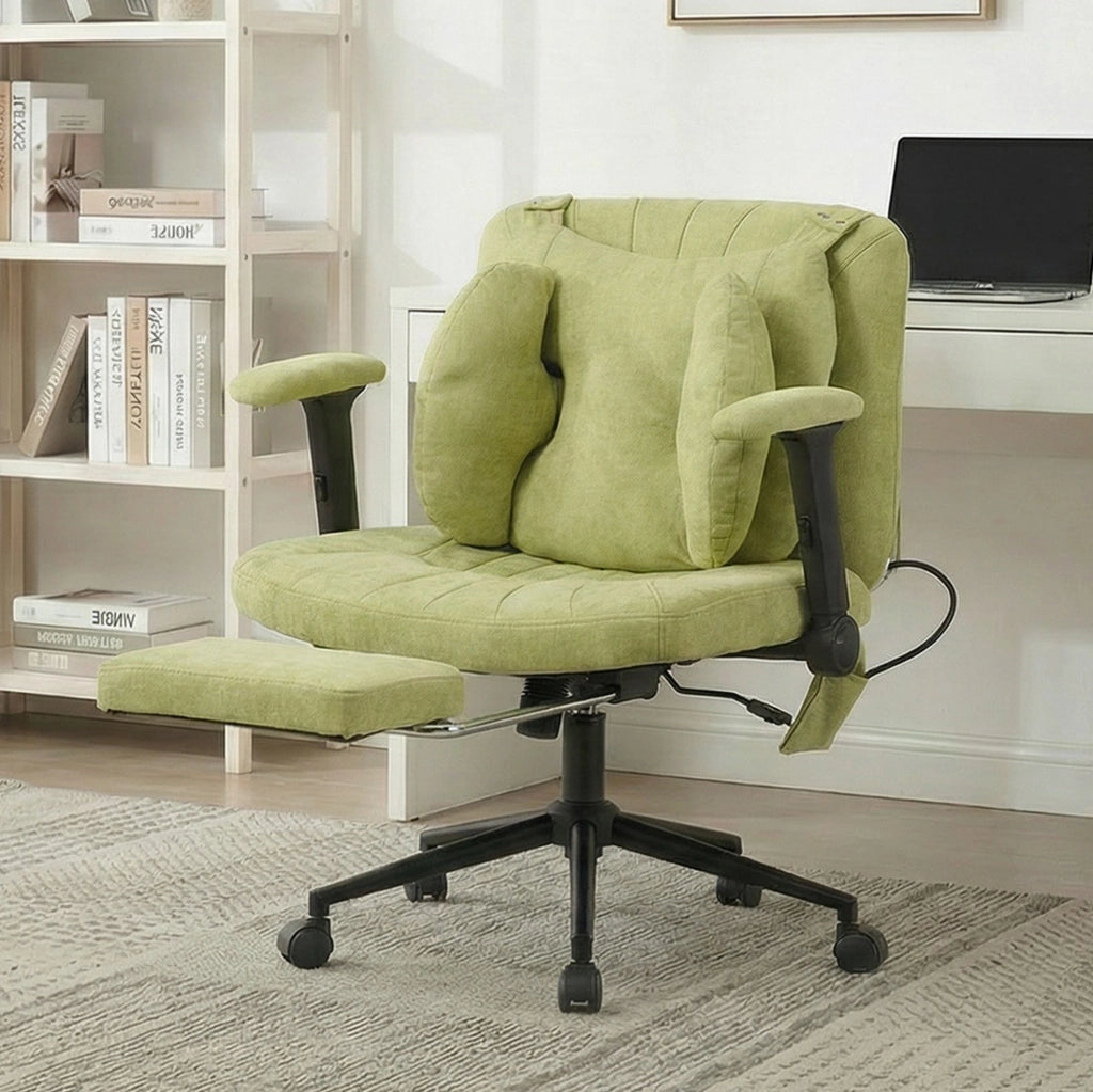 Sedia da ufficio verde in tessuto con supporto lombare