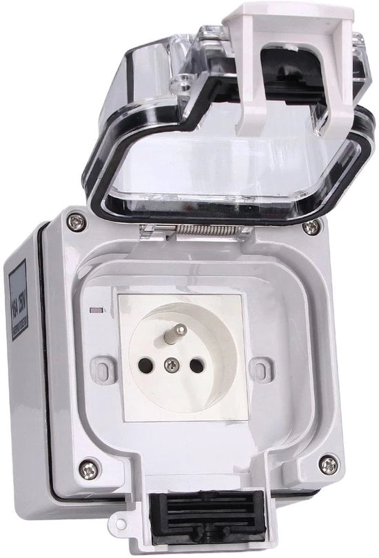 Stopcontatto esterno impermeabile - Installazione facile - Bianco - Sicurezza - Protezione IP66 - Adatto per giardino e officina - Bianco