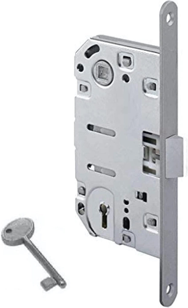Serratura medium per porta scorrevole 50x8 mm cromo satinato