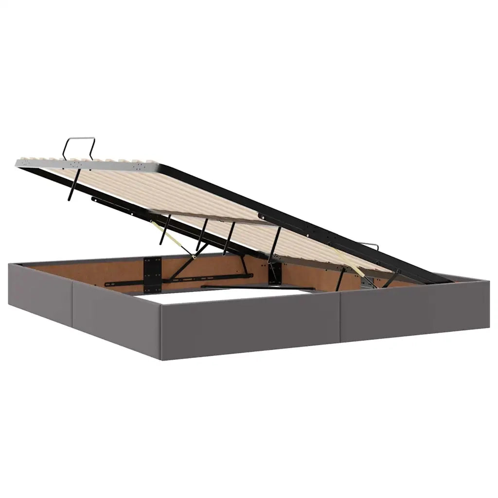 Letto con Contenitore Grigio 160 x 200 cm Pelle Sintetica 3371675