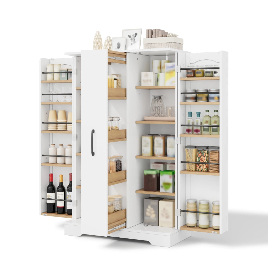 Mobile da Cucina 78x35x120 cm con Estraibile Verticale a 4 Livelli e 4 Ripiani Interni