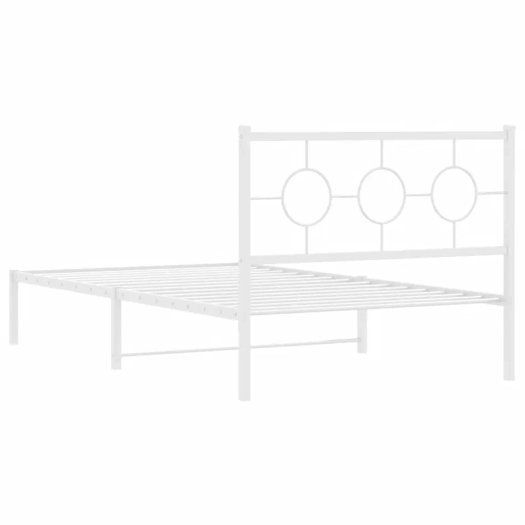 Letto singolo | Letto per adulti | Giroletto con Testiera e Pediera Metallo Bianco 107x203 cm