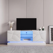 Mobile TV con ripiano in vetro regolabile e 2 vani; per TV fino a 70 pollici; bianco 160 × 38.5 × 60 cm