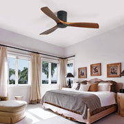 Ventilatore da soffitto 132 cm a 3 pale in legno massello nero con telecomando