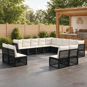 Set Divano da Giardino 13 pz Nero polyrattan 3434416