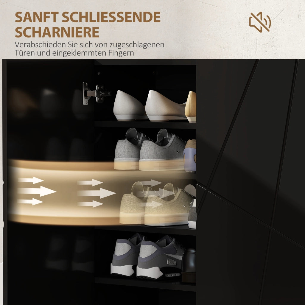 Armadio per scarpe con 2 ante e 3 ripiani regolabili ¨C Minimal ¨C 72x31.5x95 cm nero