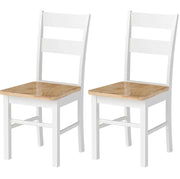 Set di 2 sedie da cucina in legno di caucciù con schienale a stecche curvo, colore bianco