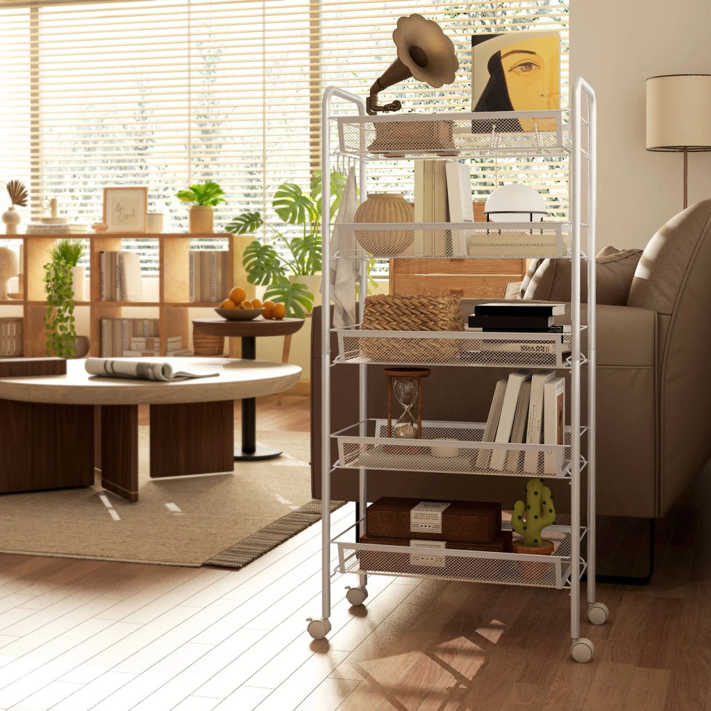 Carrello da Cucina a 5 Livelli ¨C Minimal ¨C Bianco 45x26.5x106cm