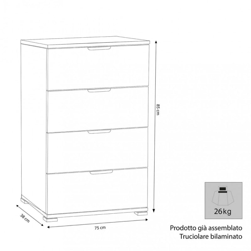 MOBILETTO 4 CASSETTI BIANCA