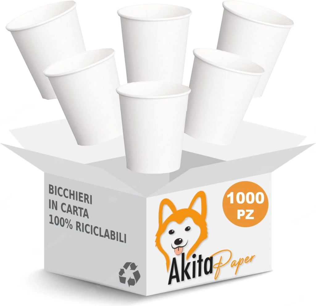 1000 Bicchieri Carta 200ml AkitaINK | Compostabili