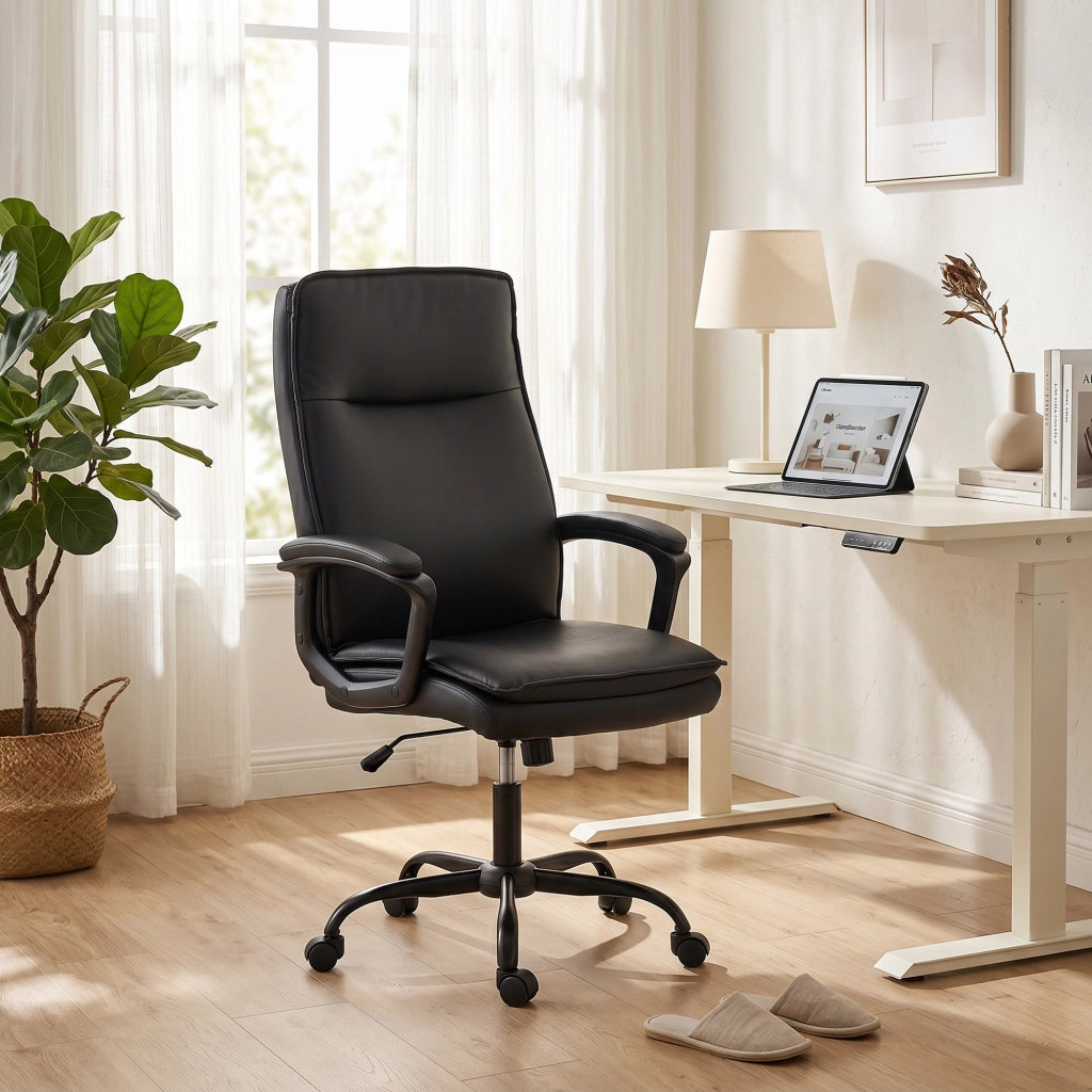 Sedia da ufficio ergonomica ¨C Minimal ¨C nero, PU, altezza regolabile