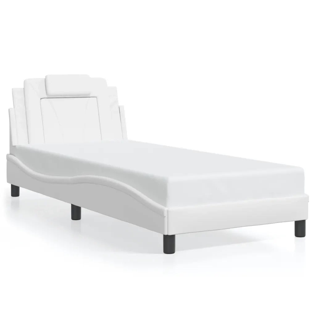 Letto singolo | Letto per adulti | Giroletto Viana con LED senza Materasso Bianco 80x200 cm