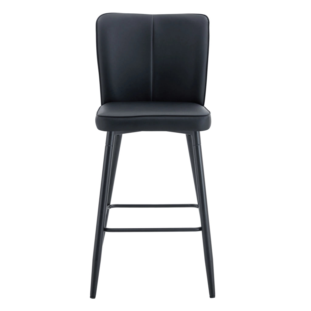 Set di 2 sgabelli da bar neri in PU con schienale ergonomico, struttura in metallo e altezza 101 cm