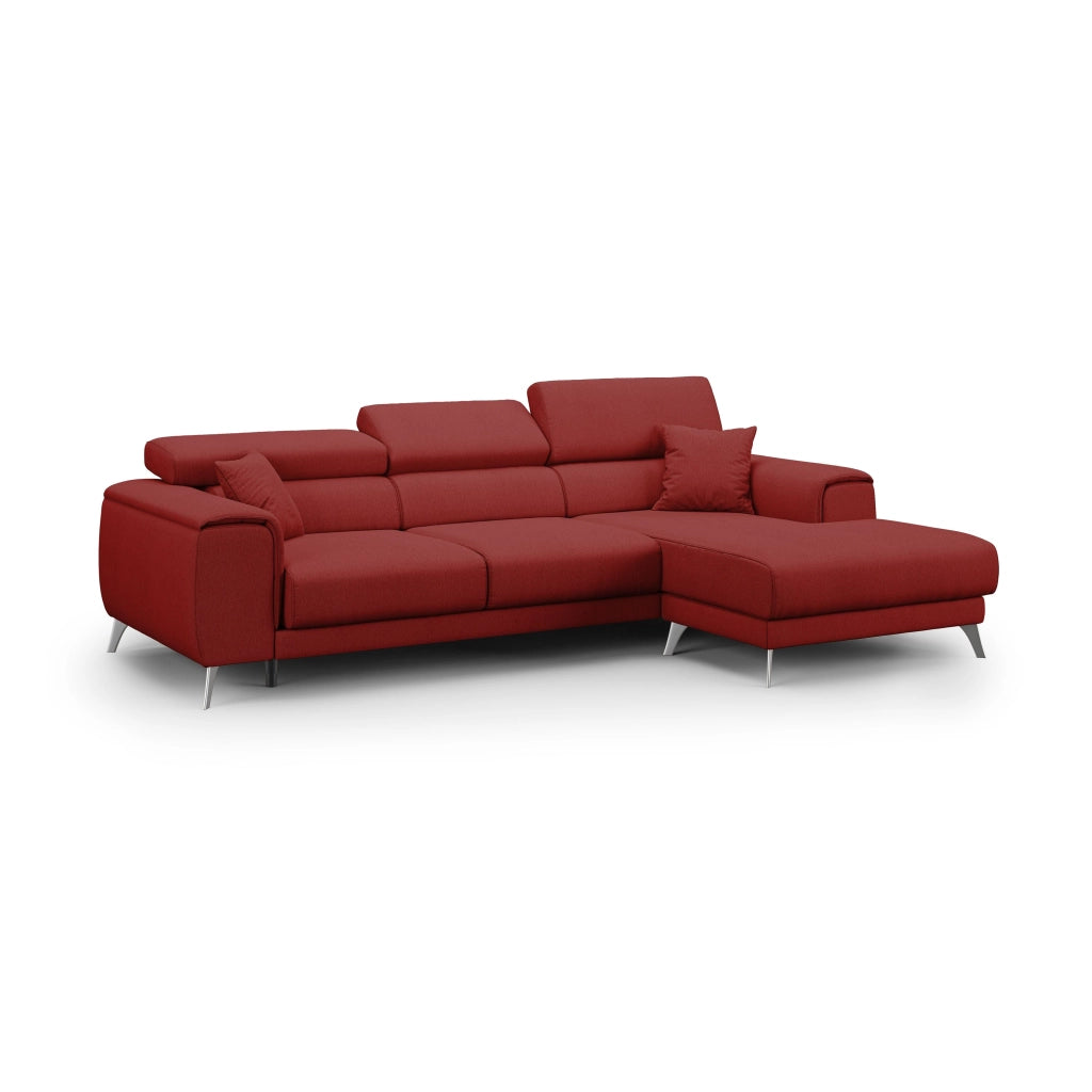 Fusion Divano angolare con sedute scorrevoli in tessuto morbido smacchiabile T05 260 cm Destro rosso
