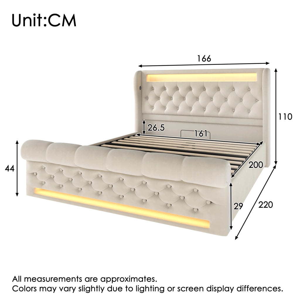 letto imbottito velluto beige 160 x 200 cm
