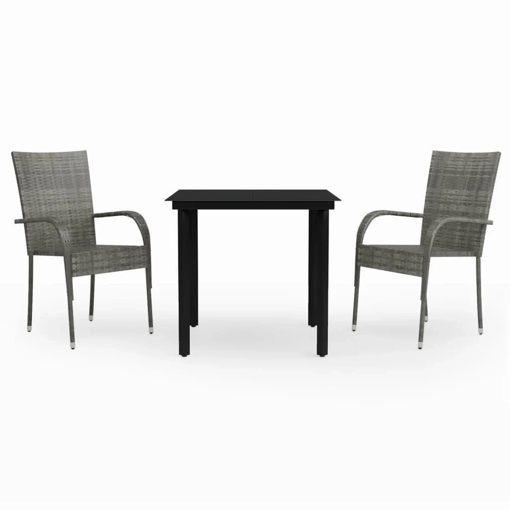 Set da pranzo da esterno 3 pezzi mobili grigi e neri 02_0013627