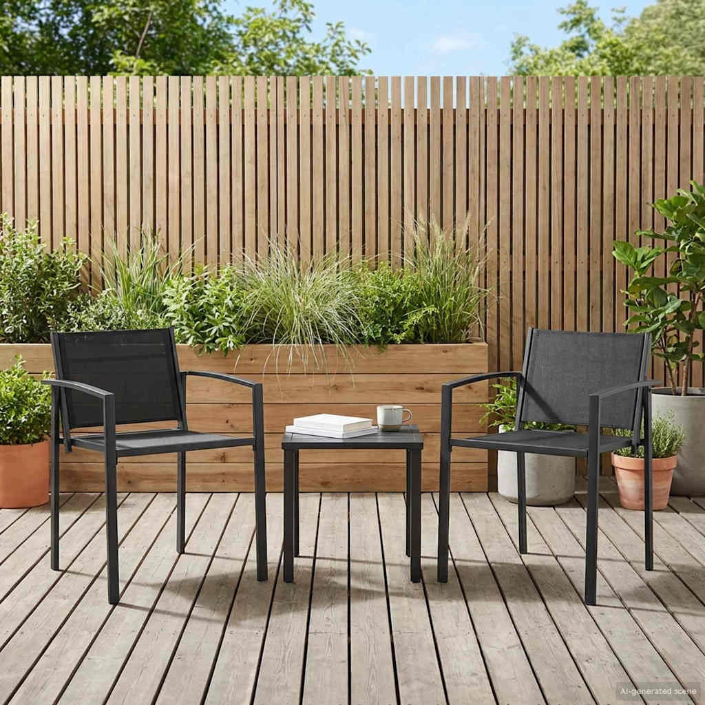 Sedie da giardino 2 pz Nero e antracite Tessuto Textilene 42025098