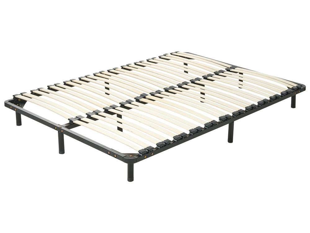 Rete a doghe 180 x 200 cm doghe in legno struttura in acciaio Nero con gambe doghe in legno
