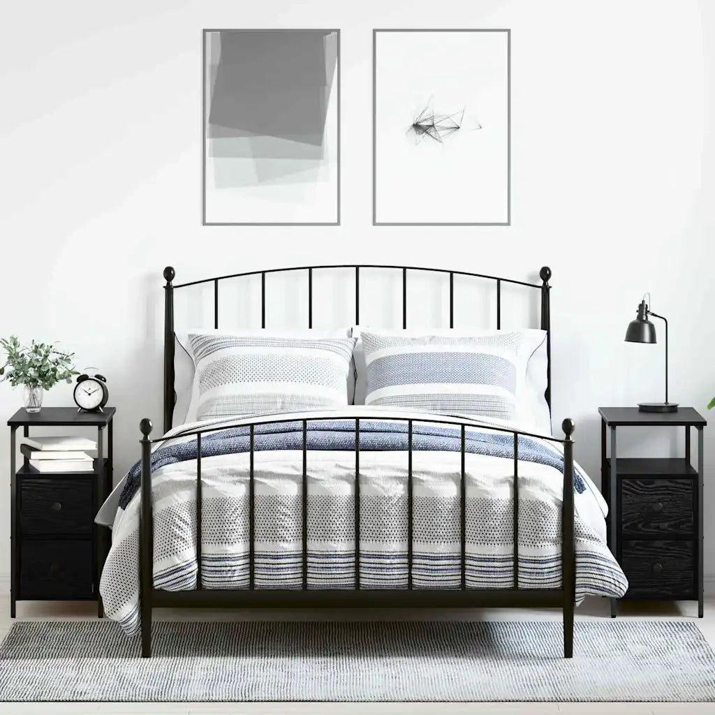 Armadio da Notte con cassetto 2 pcs Rovere nero 30 x 60 x 60 cm 871276