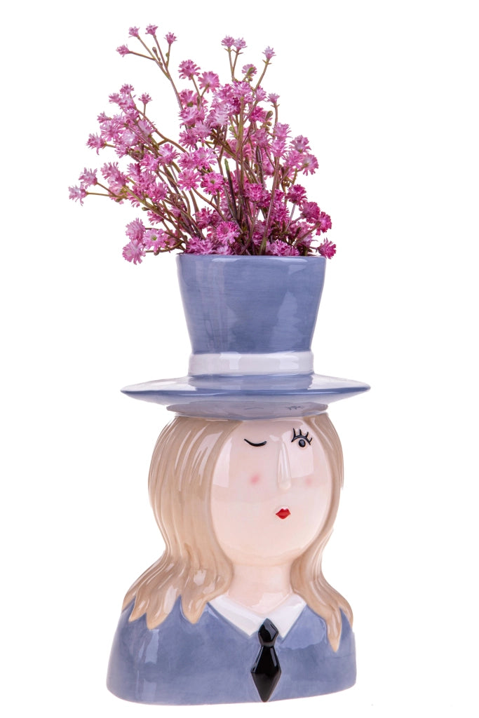 Vaso a Forma di Testa con Cappello H 25,4 cm