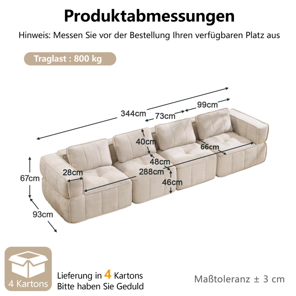 Divano modulare senza telaio in poliestere; beige