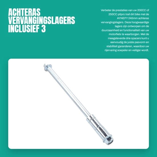Sostituzione dei cuscinetti a rulli 245 mm - Set di sostituzione per asse anteriore e posteriore - Adatto per motocross 200CC/250CC Trail Dirt Bike - Compreso 3 spaziatori
