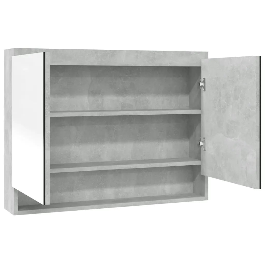 Armadietto Bagno con Specchio 80x15x60 cm in MDF Grigio Cemento 331535